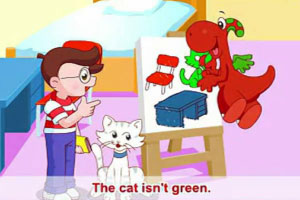 The cat isn't green.