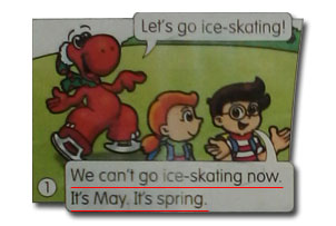 We can't go ice-skating now. It's May. It's spring.