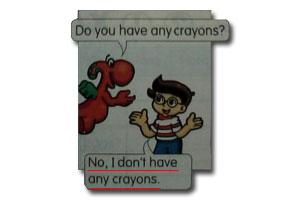 No, I don't have any crayons.