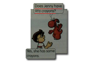 Does Jenny have any crayons?